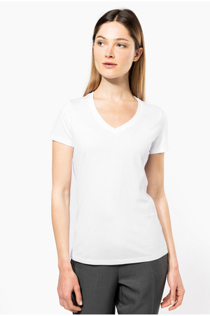 Damen-T-Shirt Supima® mit V-Ausschnitt und kurzen Ärmeln
