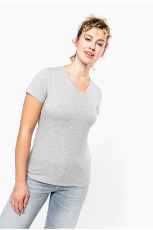 Kurzarm-Damen-T-Shirt mit V-Ausschnitt
