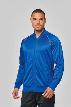Unisex-Trainingsjacke mit Reißverschluss und Paspel