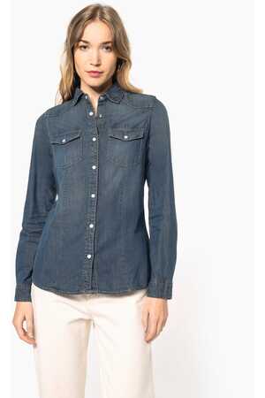 DAMEN DENIM-HEMD LANGARM