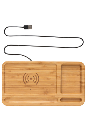 Bambus Schreibtisch-Organizer mit 5W Wireless Charger